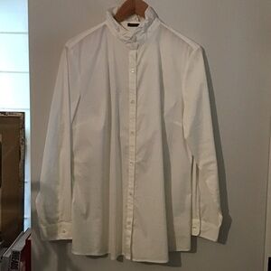 J. McLaughlin Crisp White Ruffle Collar Dress Shirt